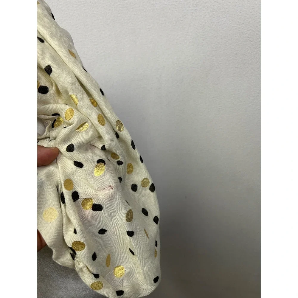 Chic Whimsigoth Katie Loxton Womens OS Cream Gold Foil Polka Dot Scarf